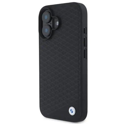 BMW Sign Leather Diamond Metal Logo MagSafe iPhone 16 Case - Black - Cell phone cases and covers<<<HurtelXML