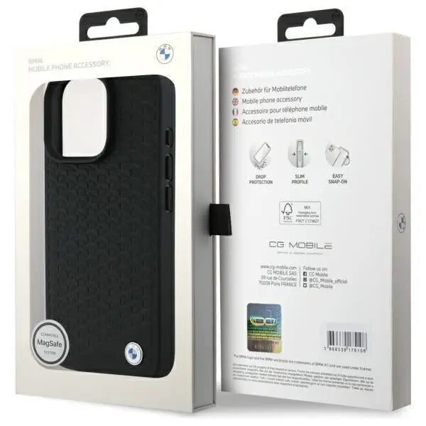 BMW Sign Leather Diamond Metal Logo MagSafe iPhone 16 Pro Case - Black - Cell phone cases and covers<<<HurtelXML