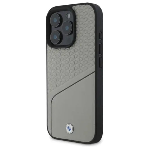 BMW Sign Leather Textured and Line MagSafe Case for iPhone 16 Pro Max - Gray - Cell phone cases and covers<<<HurtelXML