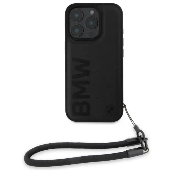 BMW Signature Leather Wordmark Cord case for iPhone 16 Pro Max - black - Cell phone cases and covers<<<HurtelXML