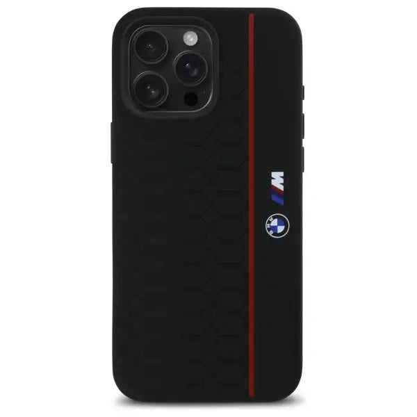 BMW Silicone Hexagon Red Line MagSafe Case for iPhone 16 Pro Max - Black - Cell phone cases and covers<<<HurtelXML