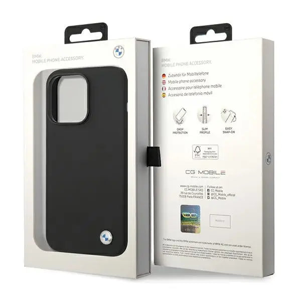 BMW Silicone Metal Logo iPhone 15 Pro Max Case - Black - Cell phone cases and covers<<<HurtelXML