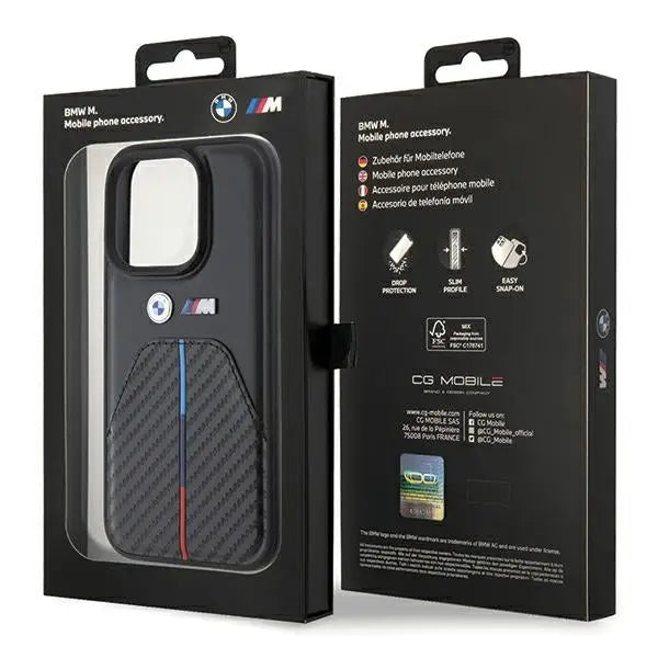 BMW Stamped Tricolor Stripe iPhone 15 Pro Case - Black - Cell phone cases and covers<<<HurtelXML