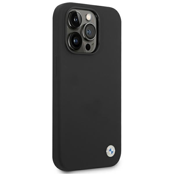 BMW Silicone Metal Logo Case for iPhone 14 Pro - Black