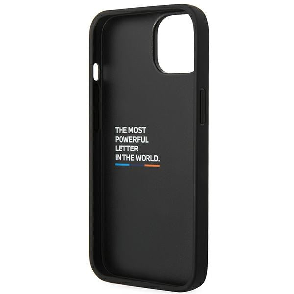Case BMW BMHCP14S22PTDK iPhone 14 6.1 "black / black Leather Stamp Tricolor