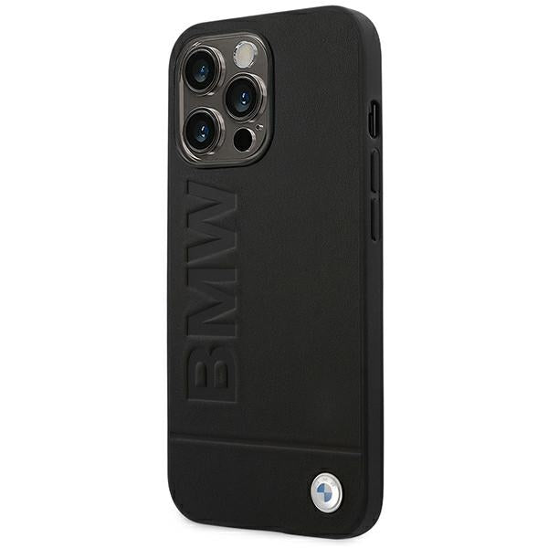 Case BMW BMHCP14XSLLBK iPhone 14 Pro Max 6.7 "black / black Leather Stamp