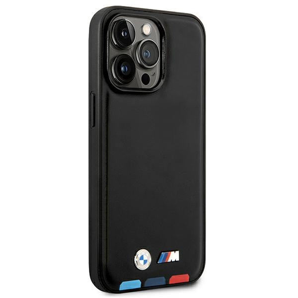 Case BMW BMHMP14L22PTDK iPhone 14 Pro 6.1 "black / black Leather Stamp Tricolor Magsafe