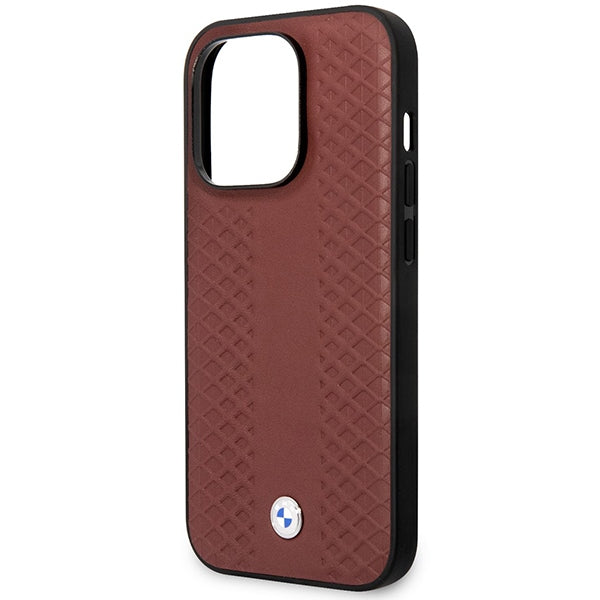 Case BMW BMHCP14L22RFGR iPhone 14 Pro 6.1" Burgundy/burgundy Leather Diamond Pattern