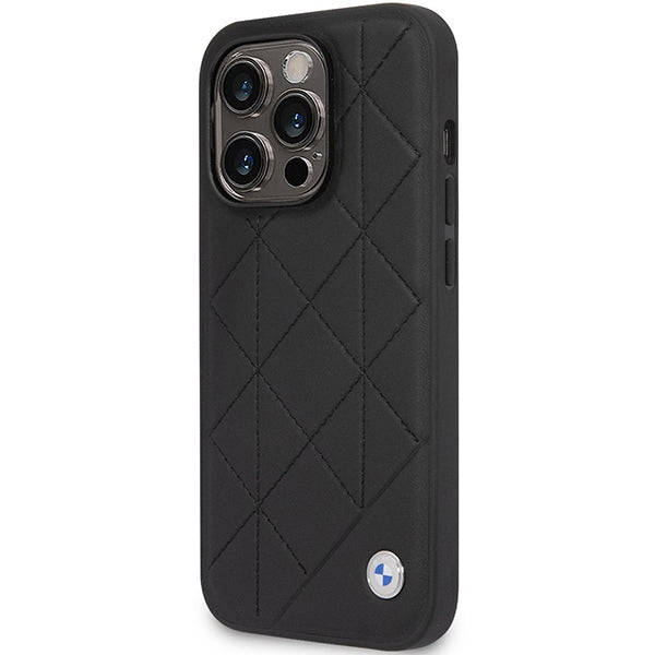 Case BMW BMHCP14L22RQDK iPhone 14 Pro 6.1" black/black Leather Quilted