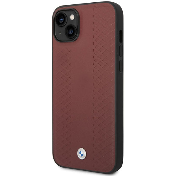 Case BMW BMHCP14S22RFGR iPhone 14 6.1" Burgundy/burgundy Leather Diamond Pattern