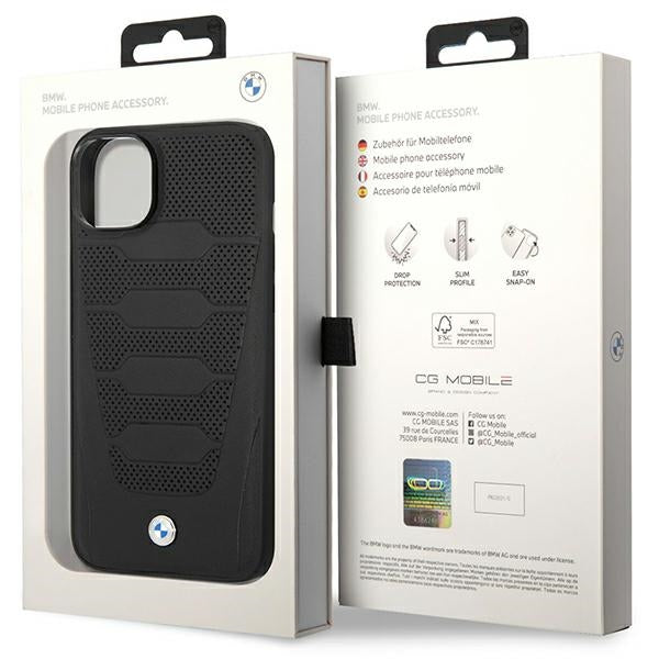 Case BMW BMHCP14S22RPSK iPhone 14 6.1" black/black Leather Seats Pattern