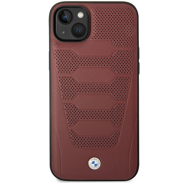 Case BMW BMHCP14S22RPSR iPhone 14 6.1" burgundy/burgundy Leather Seats Pattern