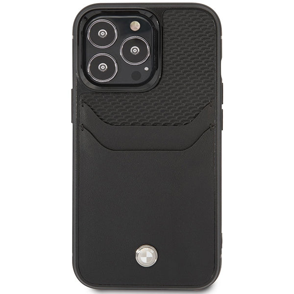 Case BMW BMHCP14X22RSEPK iPhone 14 Pro Max 6.7" black/black Leather Card Slot