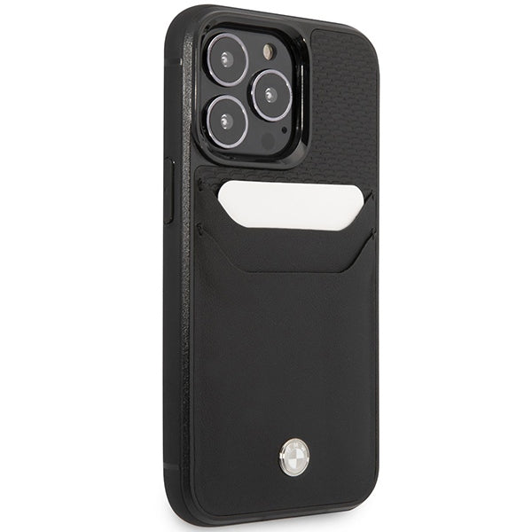 Case BMW BMHCP14X22RSEPK iPhone 14 Pro Max 6.7" black/black Leather Card Slot