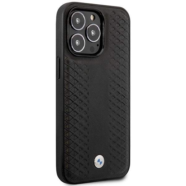 Case BMW BMHMP14L22RFGK iPhone 14 Pro 6.1" black/black Leather Diamond Pattern MagSafe