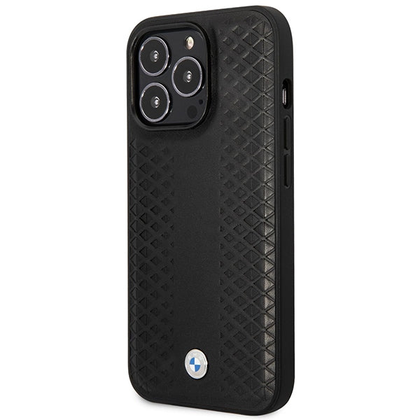 Case BMW BMHMP14L22RFGK iPhone 14 Pro 6.1" black/black Leather Diamond Pattern MagSafe
