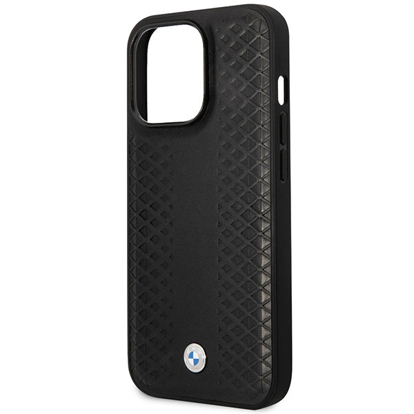 Case BMW BMHMP14L22RFGK iPhone 14 Pro 6.1" black/black Leather Diamond Pattern MagSafe
