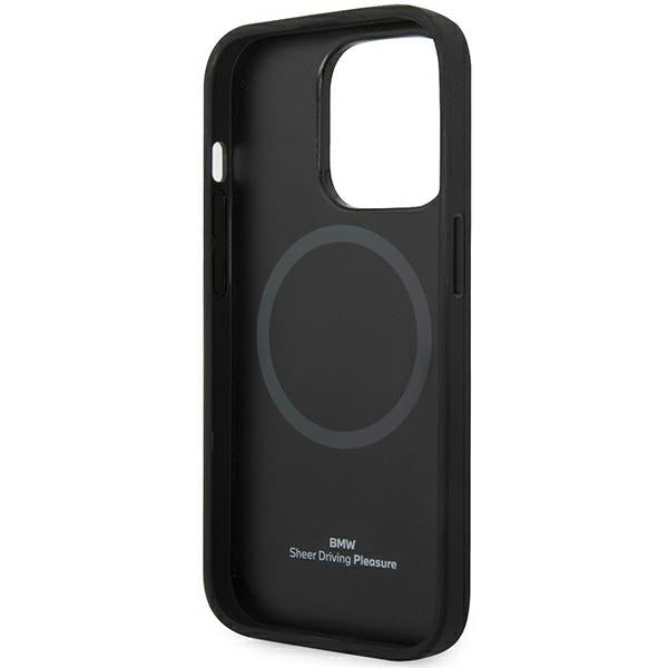 Case BMW BMHMP14L22RFGK iPhone 14 Pro 6.1" black/black Leather Diamond Pattern MagSafe