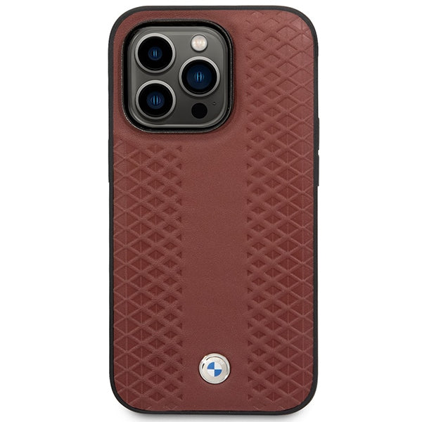 Case BMW BMHMP14L22RFGR iPhone 14 Pro 6.1" Burgundy/burgundy Leather Diamond Pattern MagSafe