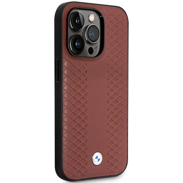 Case BMW BMHMP14L22RFGR iPhone 14 Pro 6.1" Burgundy/burgundy Leather Diamond Pattern MagSafe