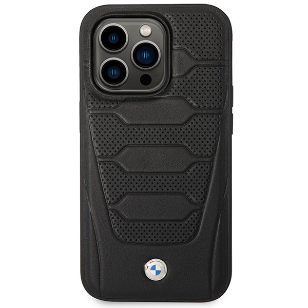 Case BMW BMHMP14L22RPSK iPhone 14 Pro 6.1" black/black Leather Seats Pattern MagSafe