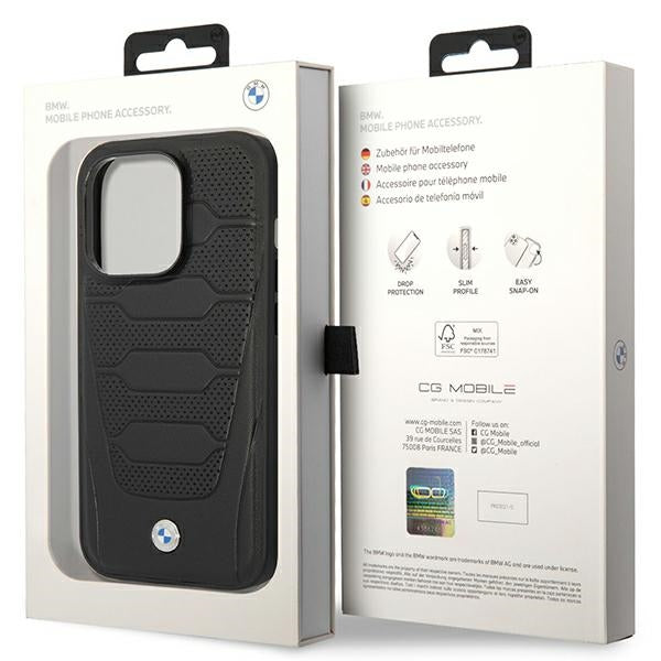 Case BMW BMHMP14L22RPSK iPhone 14 Pro 6.1" black/black Leather Seats Pattern MagSafe