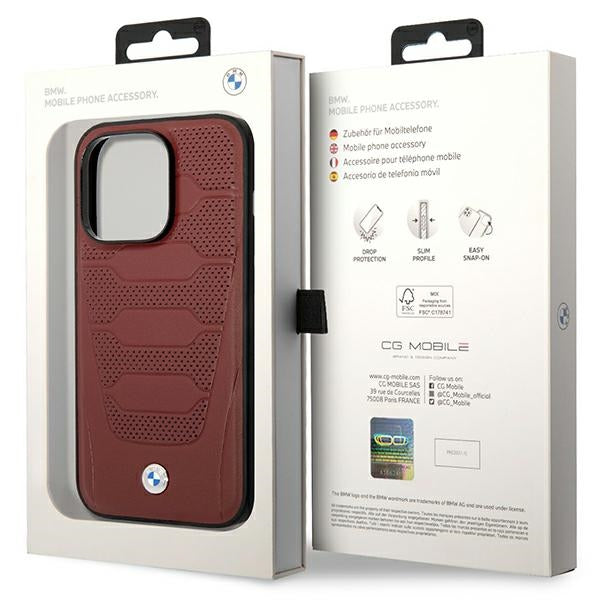 Case BMW BMHMP14L22RPSR iPhone 14 Pro 6.1" Burgundy/burgundy Leather Seats Pattern MagSafe