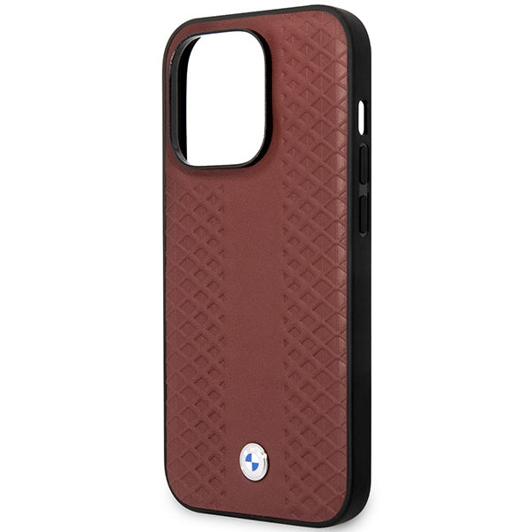 Case BMW BMHMP14X22RFGR iPhone 14 Pro Max 6.7" Burgundy/burgundy Leather Diamond Pattern MagSafe