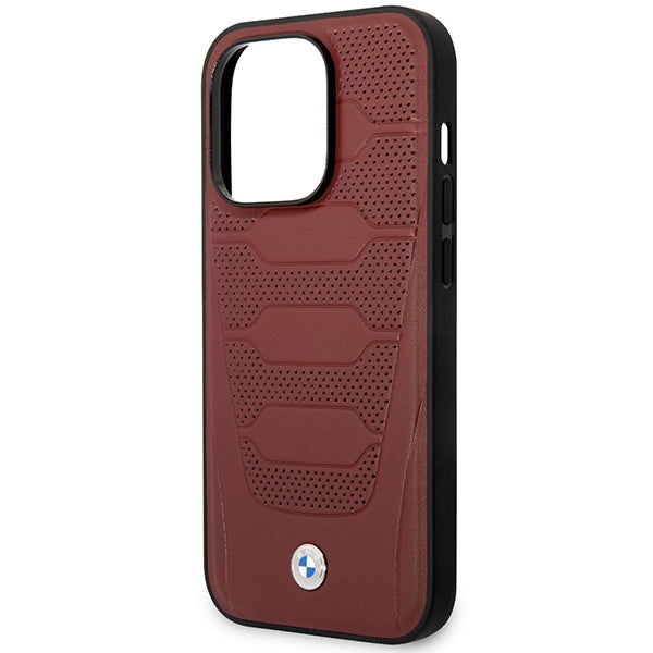 Case BMW BMHMP14X22RPSR iPhone 14 Pro Max 6.7" Burgundy/burgundy Leather Seats Pattern MagSafe