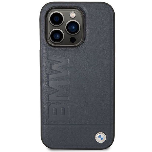 Case BMW BMHMP14XSLLNA iPhone 14 Pro Max 6.7" navy/navy hardcase Leather Hot Stamp MagSafe