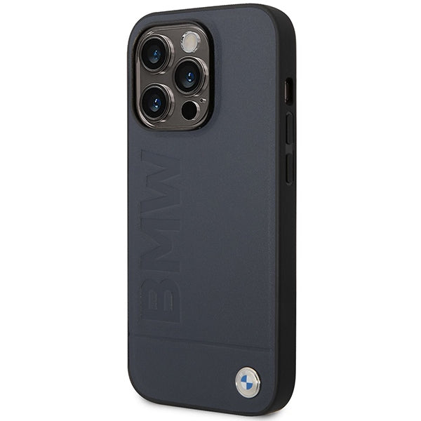 Case BMW BMHMP14XSLLNA iPhone 14 Pro Max 6.7" navy/navy hardcase Leather Hot Stamp MagSafe