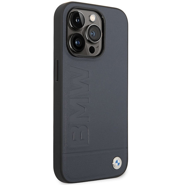Case BMW BMHMP14XSLLNA iPhone 14 Pro Max 6.7" navy/navy hardcase Leather Hot Stamp MagSafe
