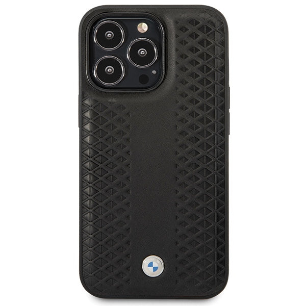 BMW Leather Diamond Pattern case for iPhone 14 Pro - black