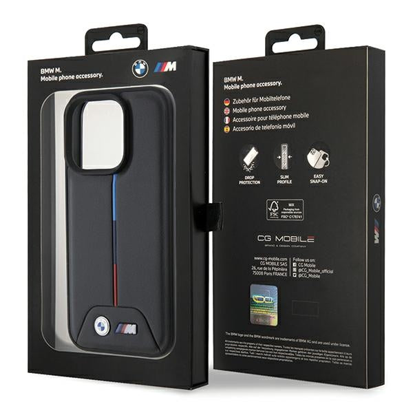 BMW Quilted Tricolor iPhone 15 Pro Case - Black