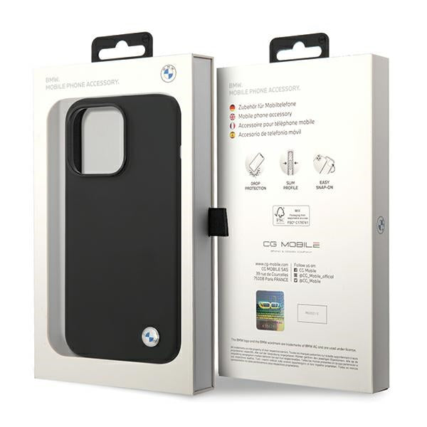 BMW Silicone Metal Logo case for iPhone 15 Pro - black