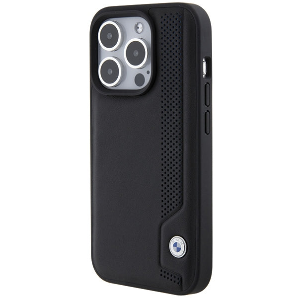 BMW Leather Blue Dots iPhone 15 Pro Max Case - Black
