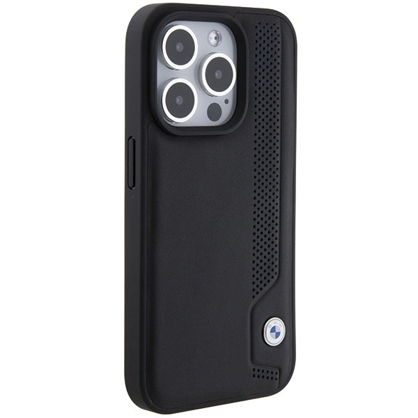 BMW Leather Blue Dots iPhone 15 Pro Max Case - Black
