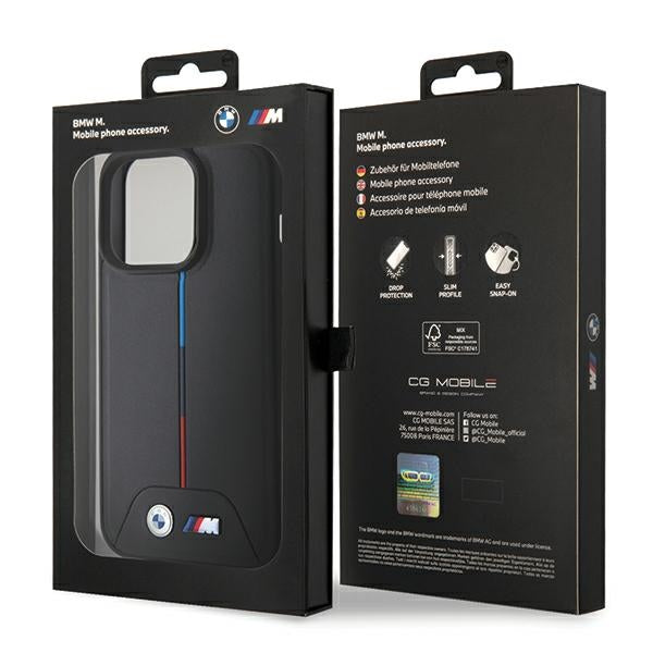 BMW Quilted Tricolor MagSafe case for iPhone 15 Pro - black
