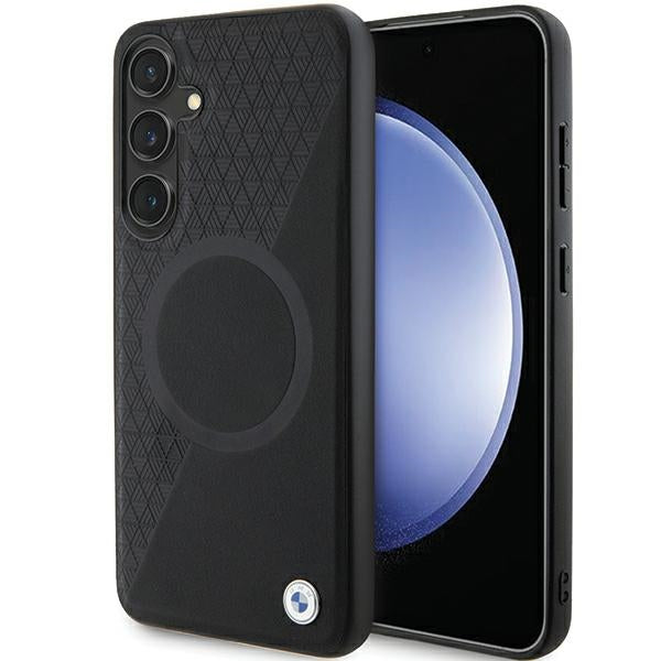 BMW BMHMS24M23RTPK S24+ S926 black/black hardcase Signature Leather Half Textured &amp; Circle MagSafe