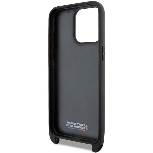 BMW M Edition Carbon Tricolor Lines &amp; Strap case for iPhone 15 Pro - black