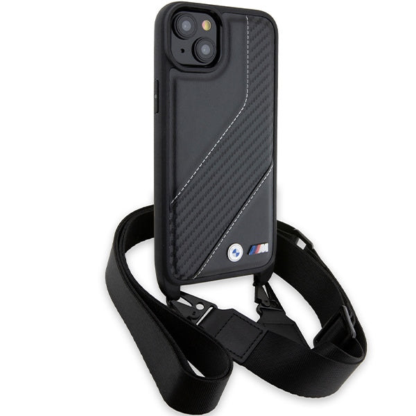 BMW M Edition Carbon Stripe &amp; Strap case for iPhone 15 / 14 / 13 - black