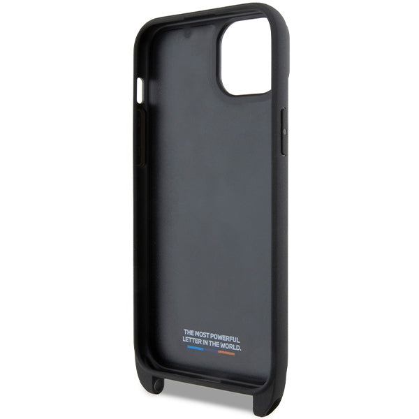 BMW M Edition Carbon Tricolor Lines &amp; Strap case for iPhone 15 / 14 / 13 - black