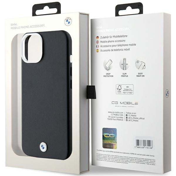 BMW Signature Wrapped Metal MagSafe case for iPhone 15 Plus / 14 Plus - black