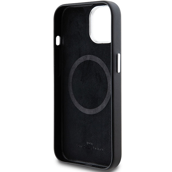 BMW Signature Wrapped Metal MagSafe Case for iPhone 15/14/13 - Black