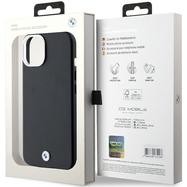 BMW Signature Wrapped Metal MagSafe Case for iPhone 15/14/13 - Black
