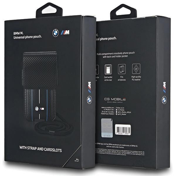 BMW Carbon &amp; Blue Stripe phone bag - black