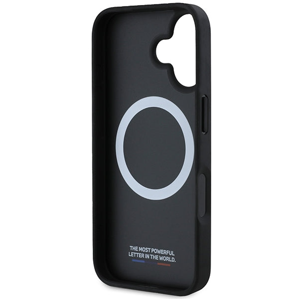 BMW Carbon Tricolor Line MagSafe iPhone 16 Plus Case - Black