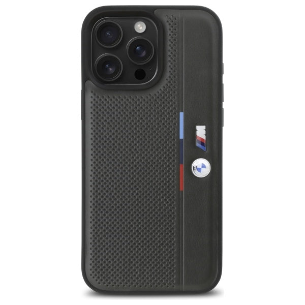BMW M Perforated Tricolor Detail Line iPhone 16 Pro Case - Dark Gray