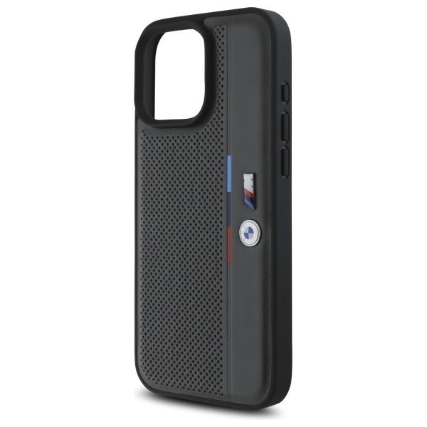 BMW M Perforated Tricolor Detail Line iPhone 16 Pro Case - Dark Gray