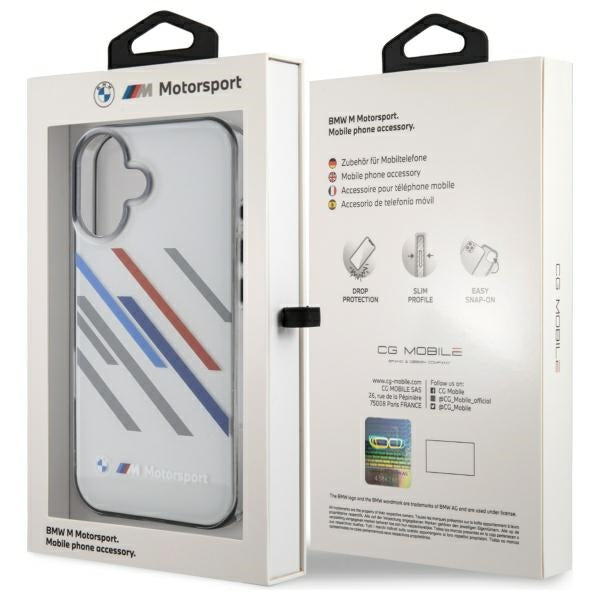 BMW Motosport IML Random Stripes iPhone 16 Plus Case - Gray